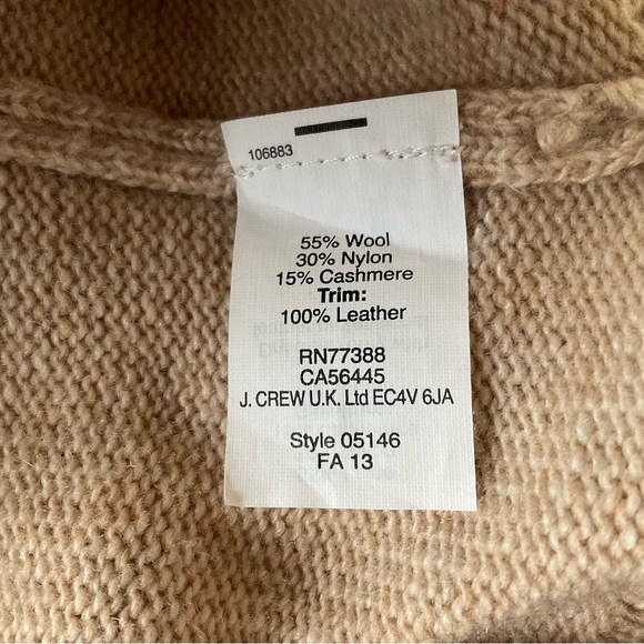 J. Crew V-Neck Wool and Cashmere Blend Sweater Leather Panels in Camel Size XS - Picture 8 of 9